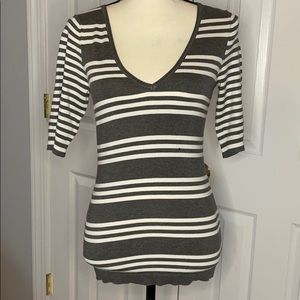 Express Gray and White Stripped Sweater